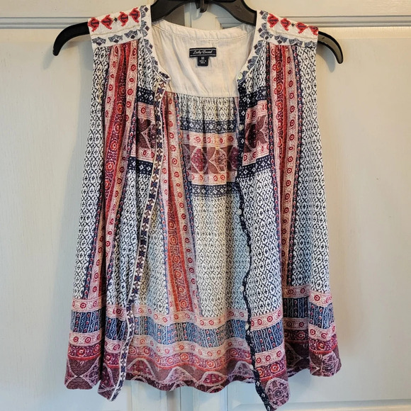 Lucky Brand Boho Printed Button Front Tank Top - Picture 5 of 8